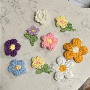 Colorful Crochet Flower Hair Clips 9 pieces